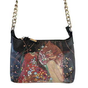 ICON LOS ANGELES Leather Gustav Klimt Water Serpents II Crossbody Shoulder Bag